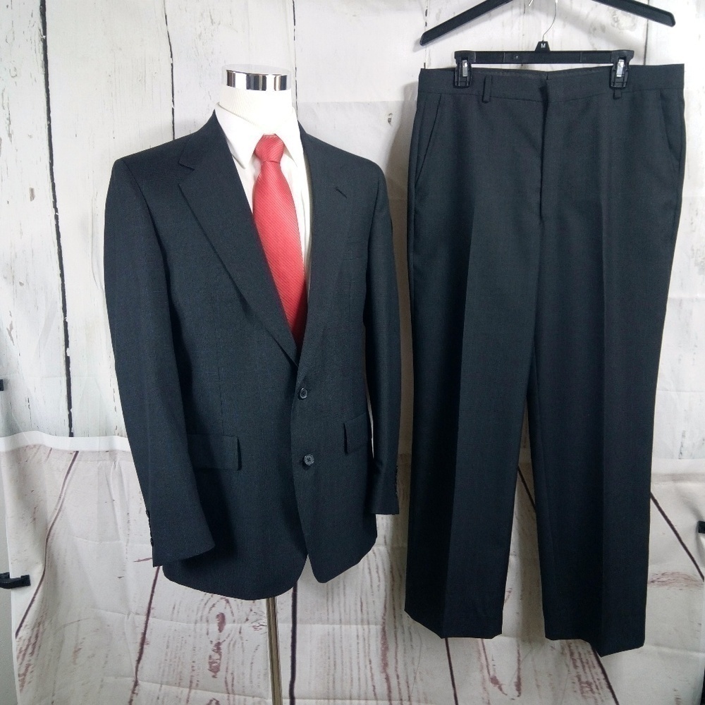 Mark Alexander 40L Dark Blue Plaid 2pc Suit